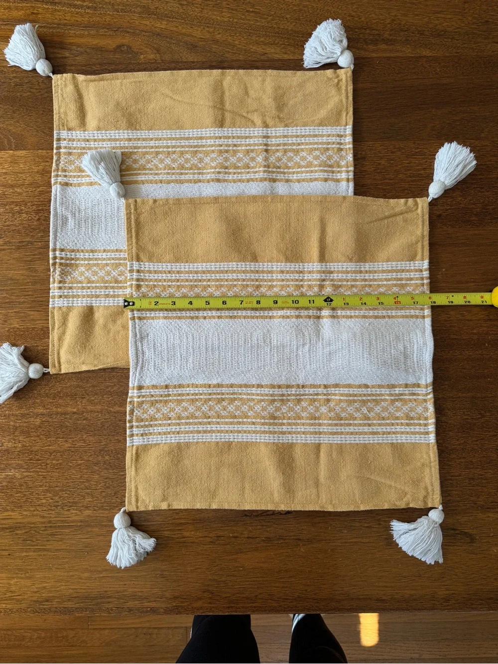 Handmade Yellow & Cream Pillow Covers from Oaxaca - Set of 2